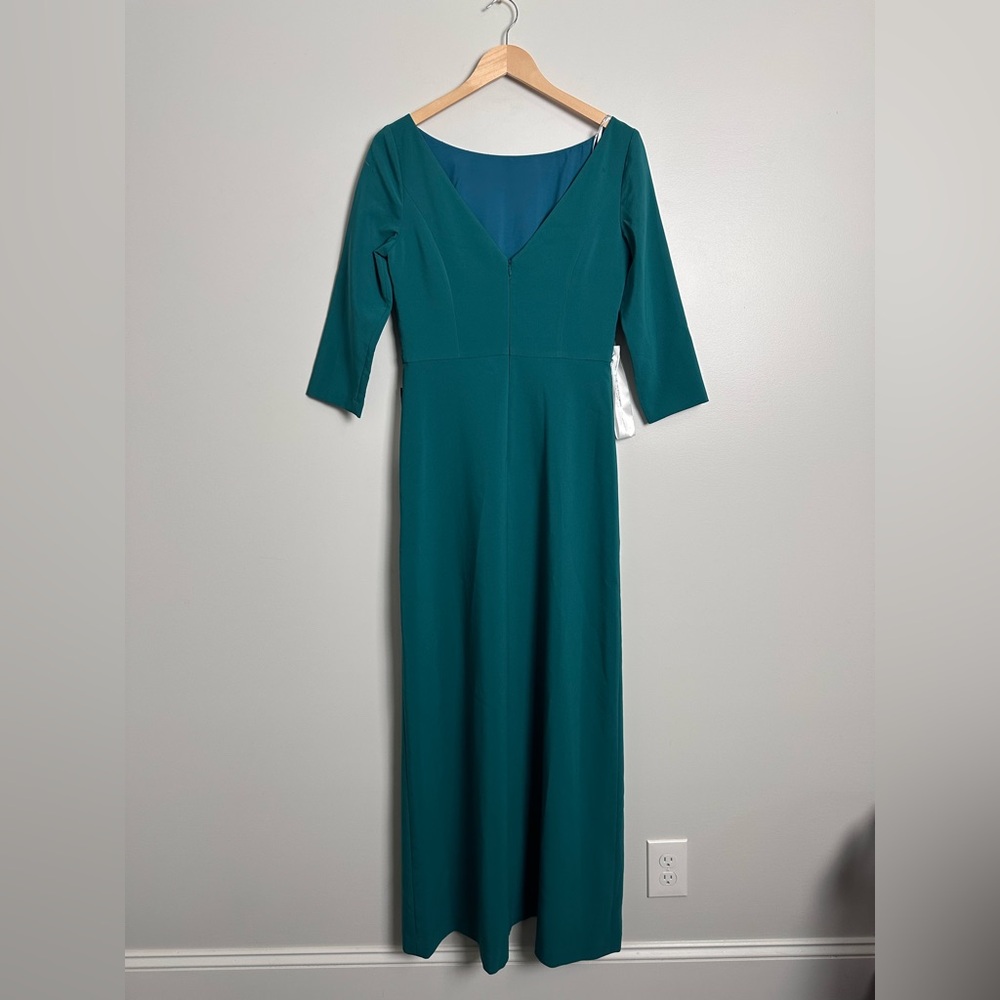 KAY UNGER Dark Aqua Side Slit Gown - Picture 7 of 10